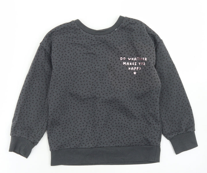 Primark Girls Grey Geometric Cotton Pullover Sweatshirt Size 7-8 Years   - Do What Makes You Happy