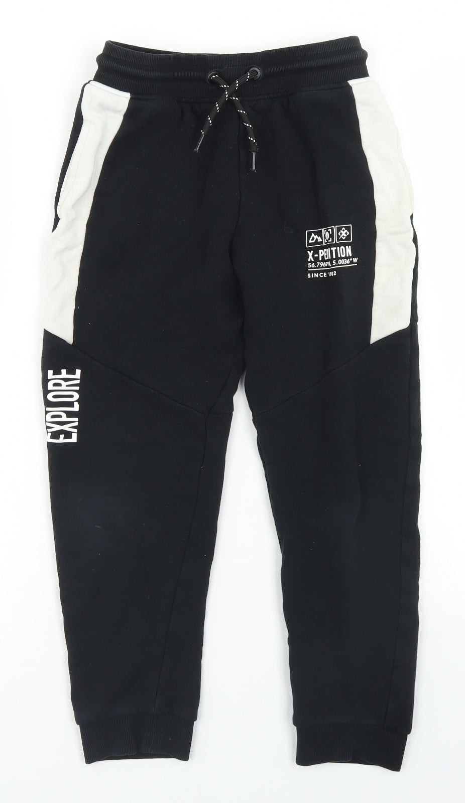 NEXT Boys Black  Cotton Jogger Trousers Size 10 Years  Regular Drawstring
