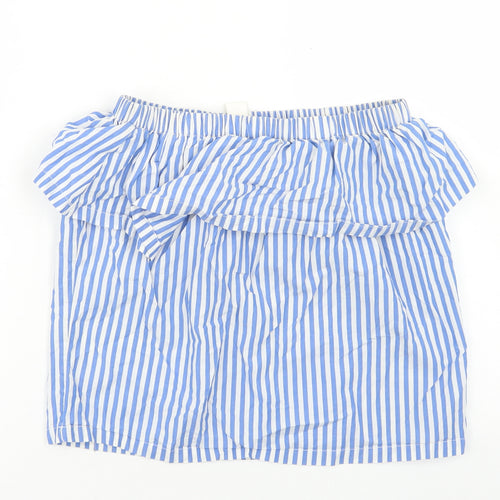 H&M Womens Blue Striped Cotton Straight & Pencil Skirt Size 4