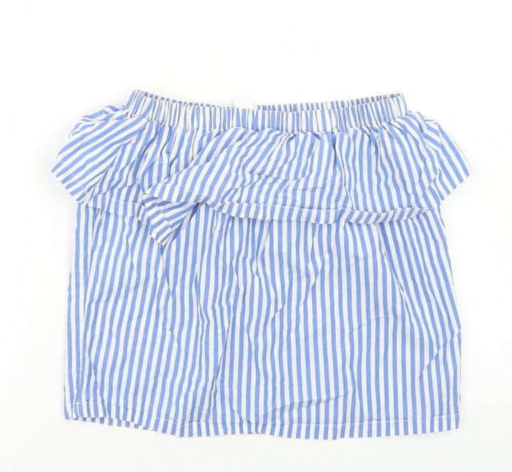 H&M Womens Blue Striped Cotton Straight & Pencil Skirt Size 4
