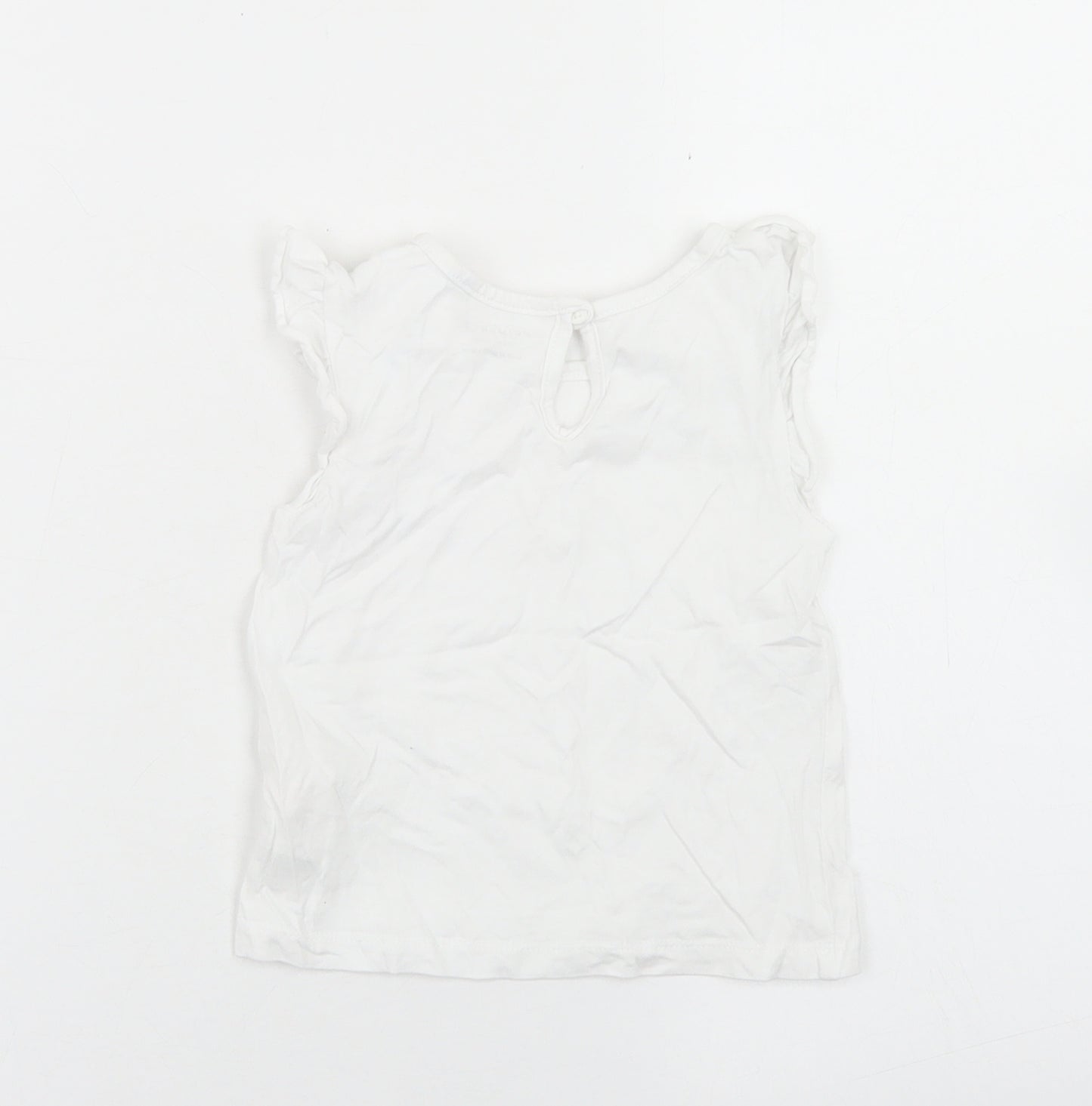 Primark Girls White  Cotton Basic T-Shirt Size 18-24 Months Crew Neck Button