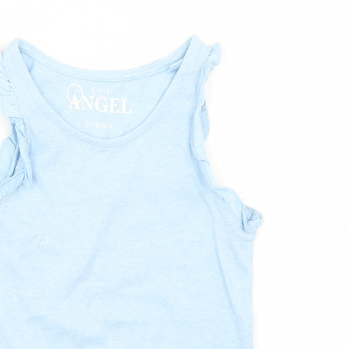E-vie Angel Girls Blue  Cotton Basic Tank Size 12-18 Months Crew Neck