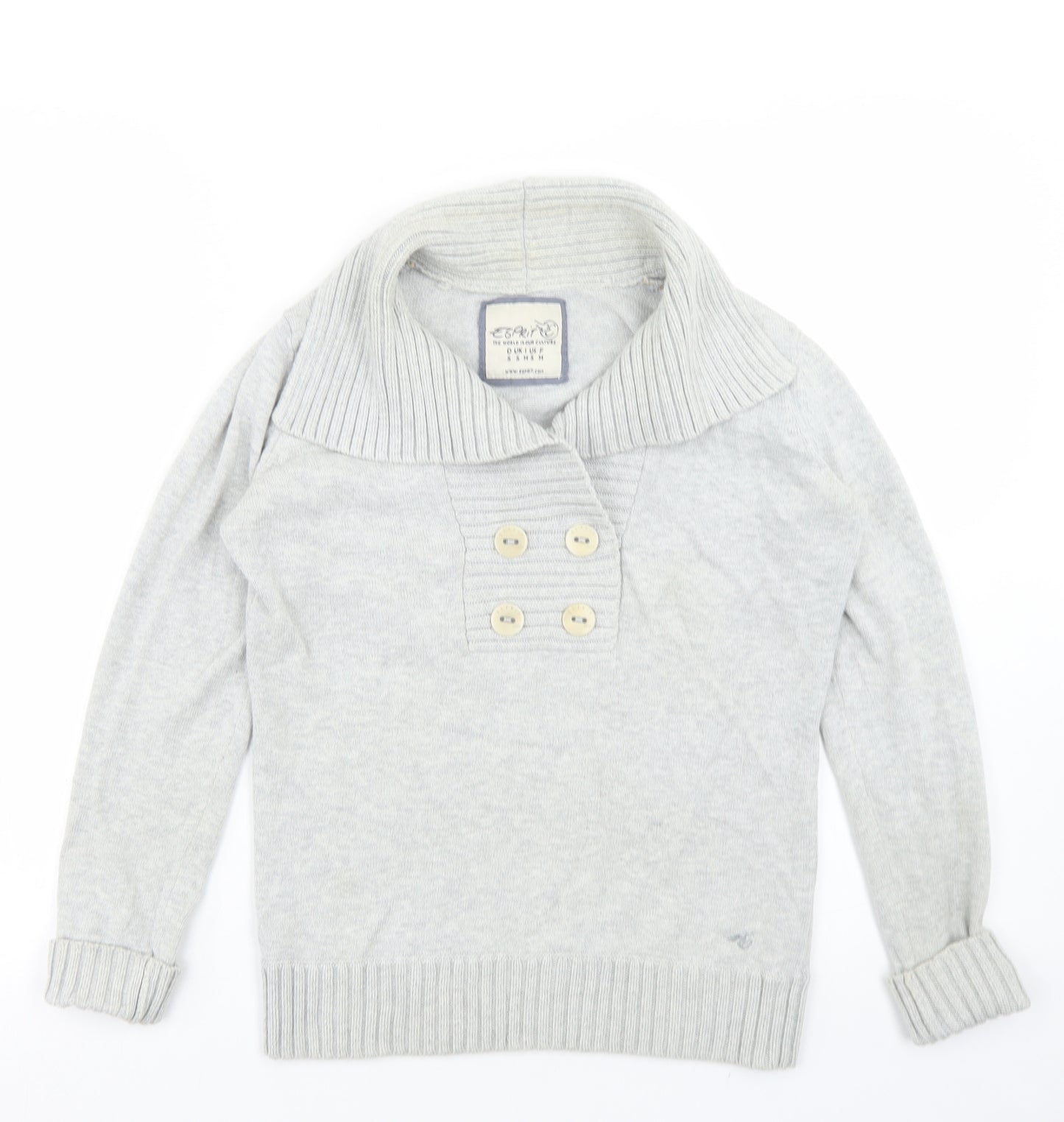 Esprit Womens Grey Collared  Cotton Pullover Jumper Size M
