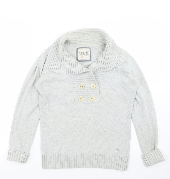 Esprit Womens Grey Collared  Cotton Pullover Jumper Size M