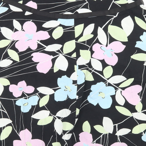 New Look Womens Black Floral Cotton Flare Skirt Size 8   Zip