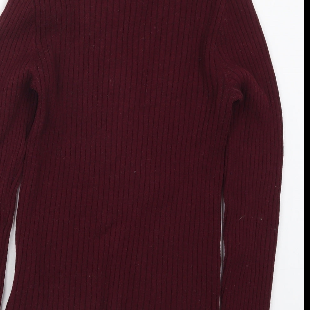 NEXT Girls Red Mock Neck  Wood Pullover Jumper Size 12 Years  Pullover - Burgundy