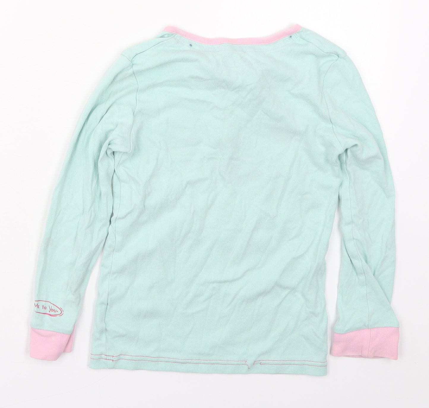 Marks and Spencer Girls Green Solid Cotton Top Pyjama Top Size 7-8 Years  Pullover - Tatty Teddy
