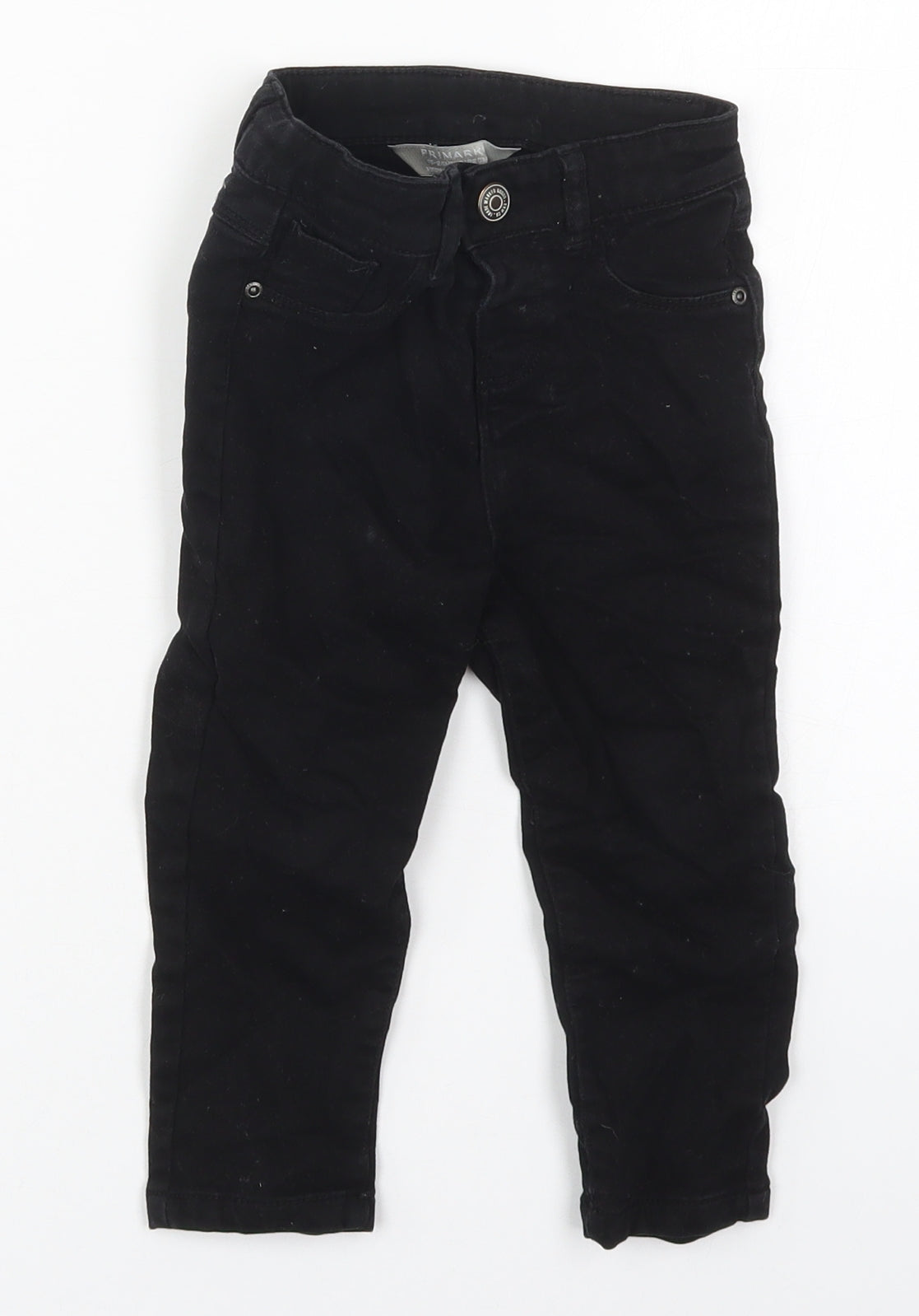 Primark Boys Black  Cotton Capri Jeans Size 18-24 Months  Button