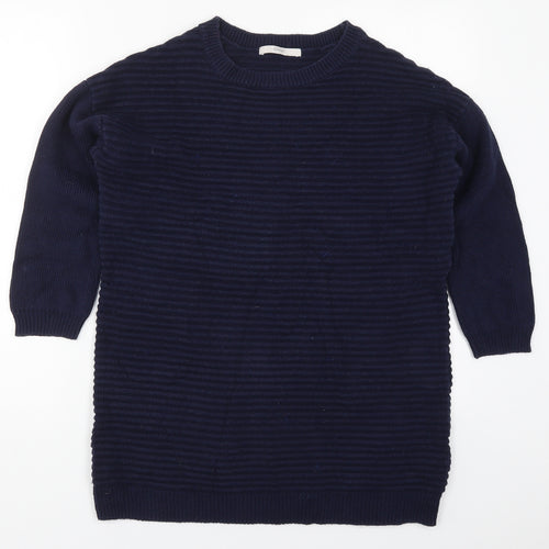 George Womens Blue Round Neck  Cotton Pullover Jumper Size 12