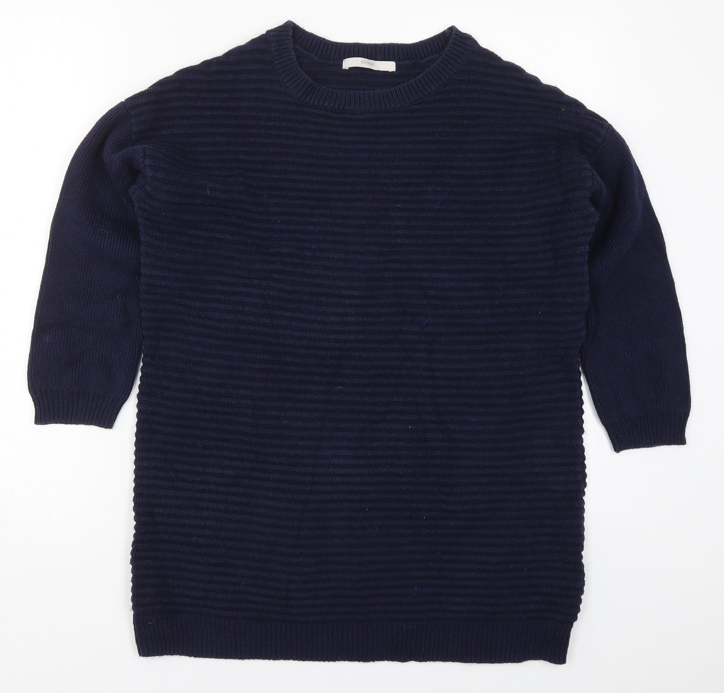 George Womens Blue Round Neck  Cotton Pullover Jumper Size 12