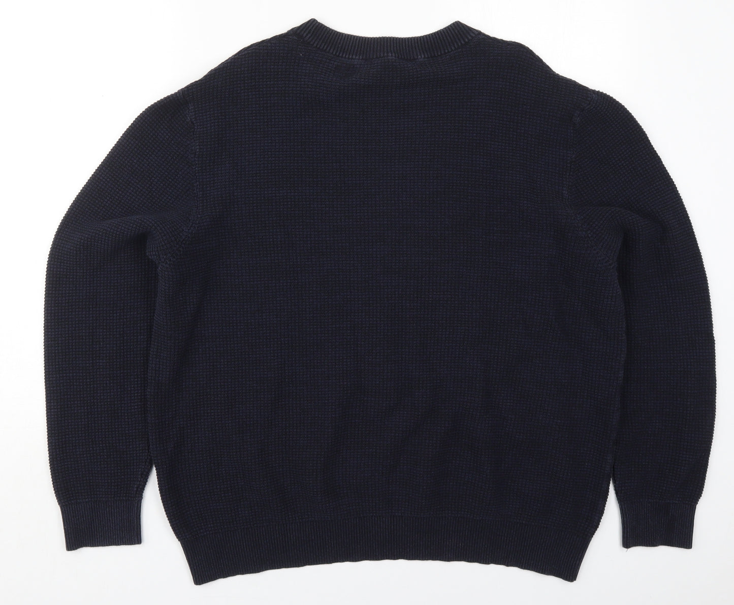 George Mens Blue Round Neck  Cotton Pullover Jumper Size XL