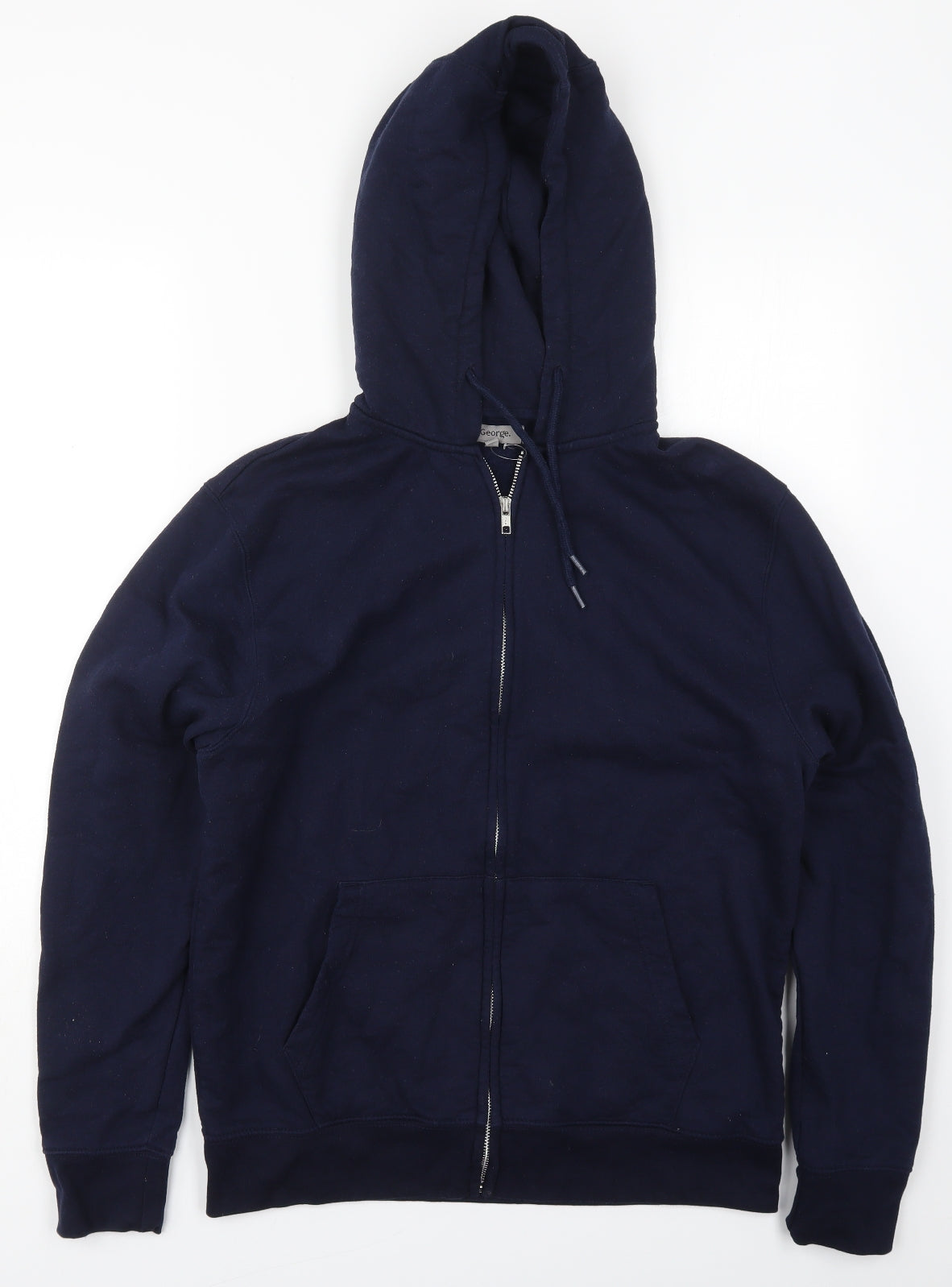George Mens Blue  Cotton Full Zip Hoodie Size M