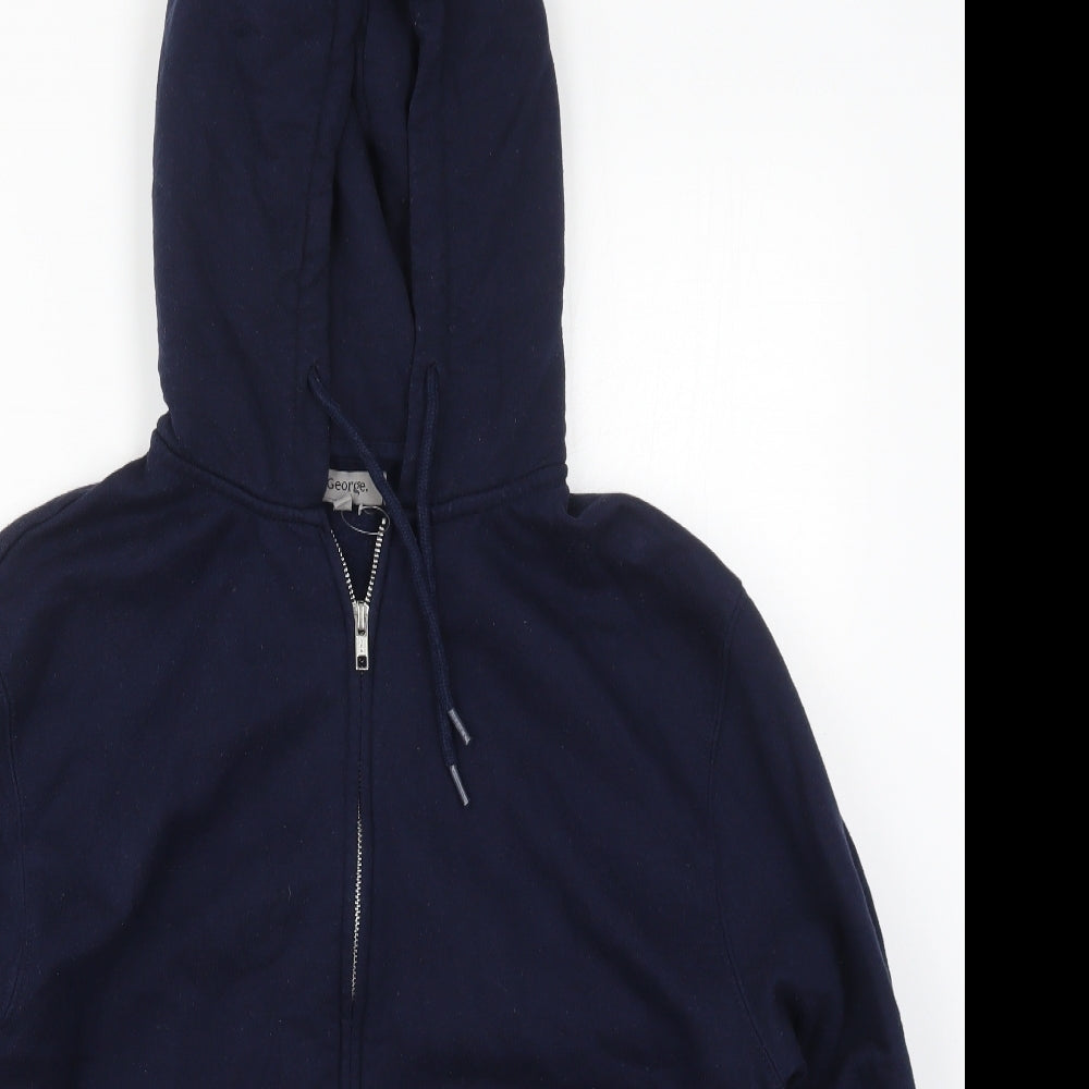 George Mens Blue  Cotton Full Zip Hoodie Size M