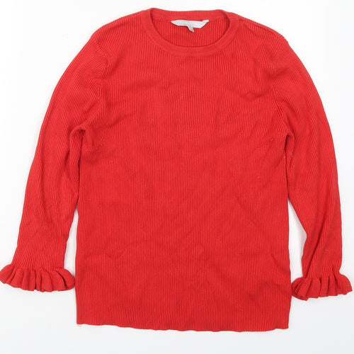 Red Herrint Womens Red Crew Neck  Viscose Pullover Jumper Size 14
