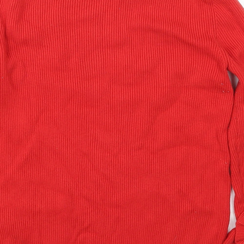 Red Herrint Womens Red Crew Neck  Viscose Pullover Jumper Size 14