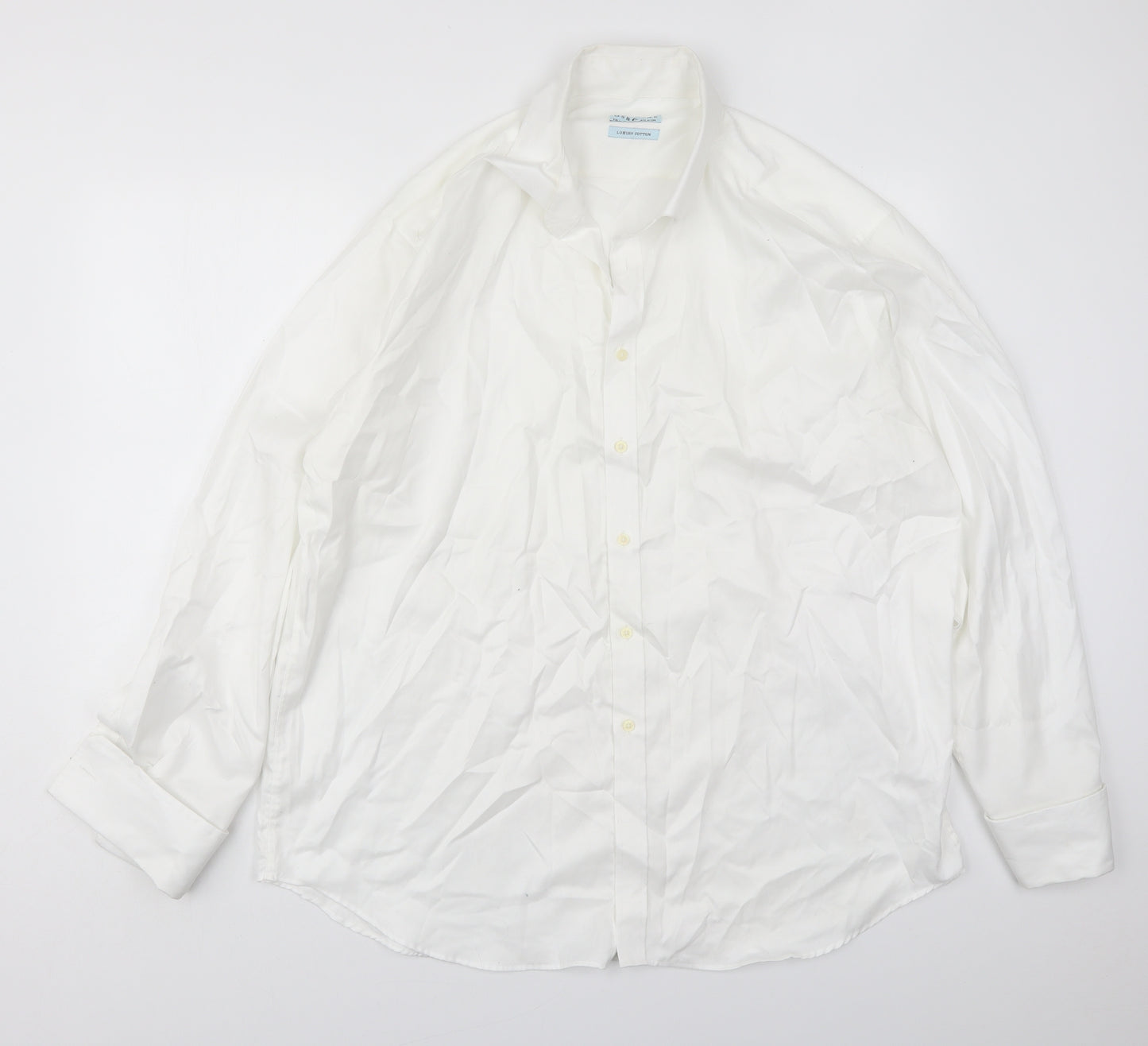 Debenhams Mens White  Cotton  Dress Shirt Size 18 Collared Button