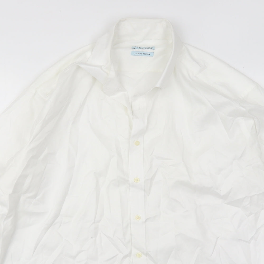 Debenhams Mens White  Cotton  Dress Shirt Size 18 Collared Button
