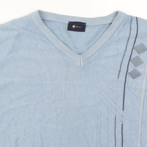 Gabicci Mens Blue V-Neck Argyle/Diamond Acrylic Pullover Jumper Size XL