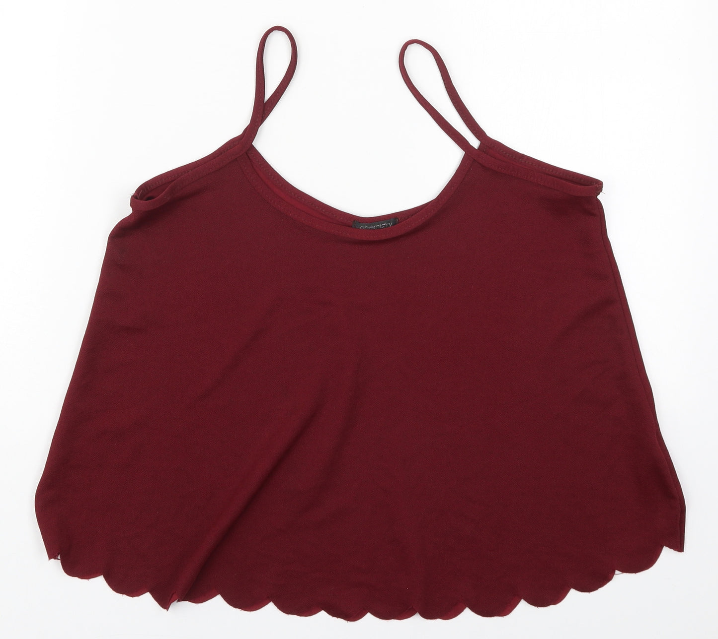 Chemistry Womens Red  Polyester Basic Tank Size M Scoop Neck