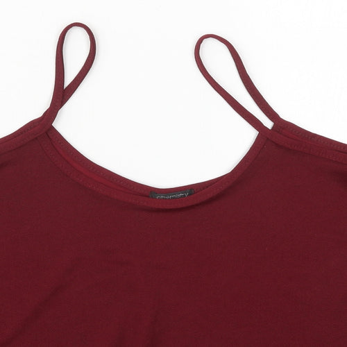 Chemistry Womens Red  Polyester Basic Tank Size M Scoop Neck
