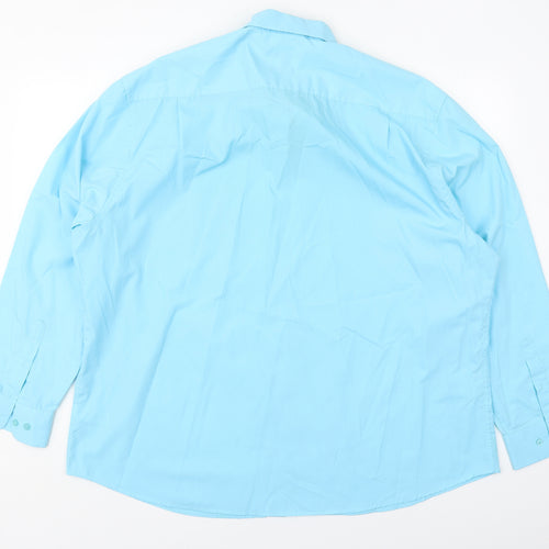 George Mens Blue  Polyester  Dress Shirt Size 18.5 Collared Button