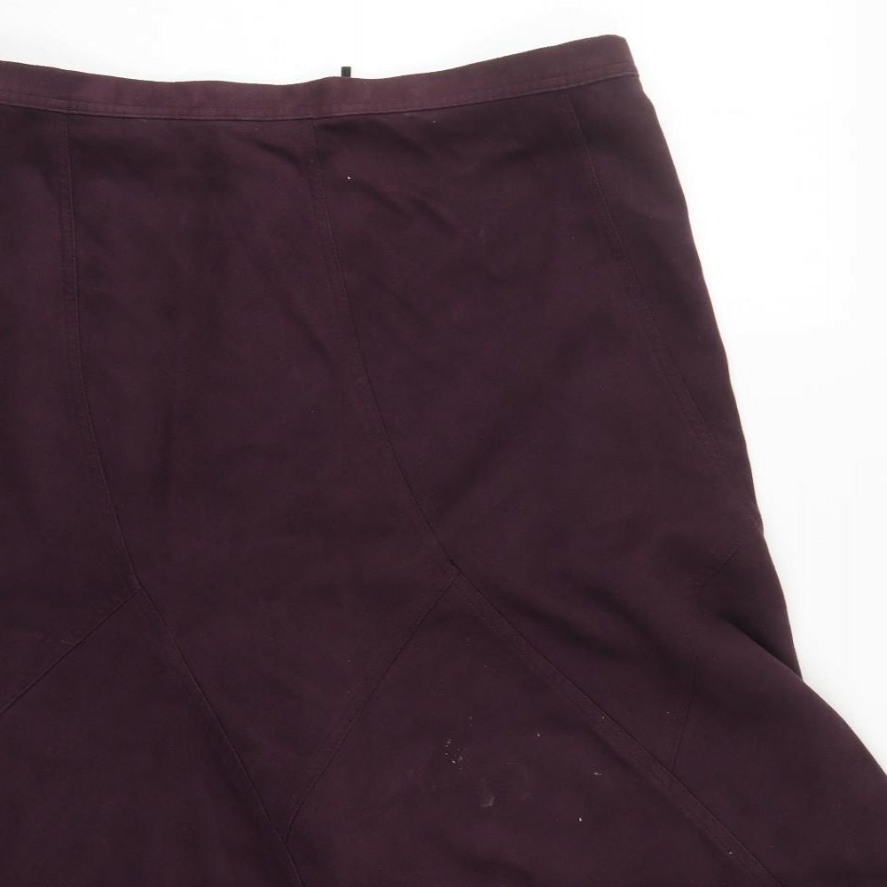 Marks and Spencer Womens Purple  Polyester Skater Skirt Size 18   Zip