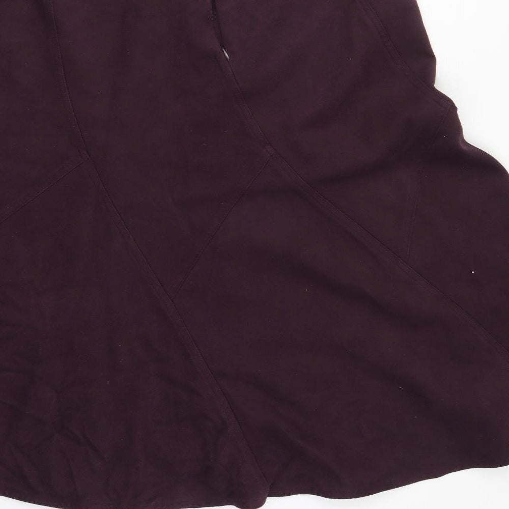 Marks and Spencer Womens Purple  Polyester Skater Skirt Size 18   Zip
