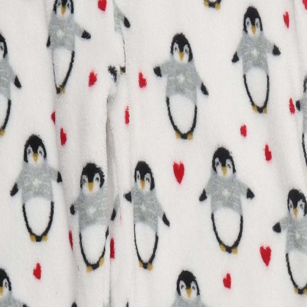 Primark Womens White  Polyester Trousers  Size 10 L30 in Regular  - Penguin Pyjama Pants