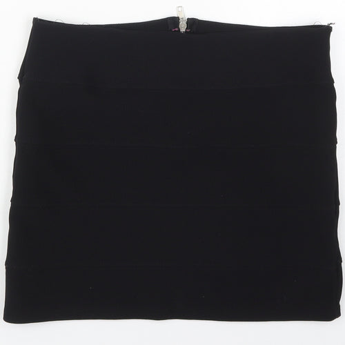 Exhibit Womens Black  Polyester Mini Skirt Size 12  Regular Zip