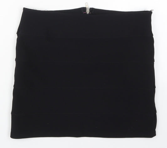 Exhibit Womens Black  Polyester Mini Skirt Size 12  Regular Zip