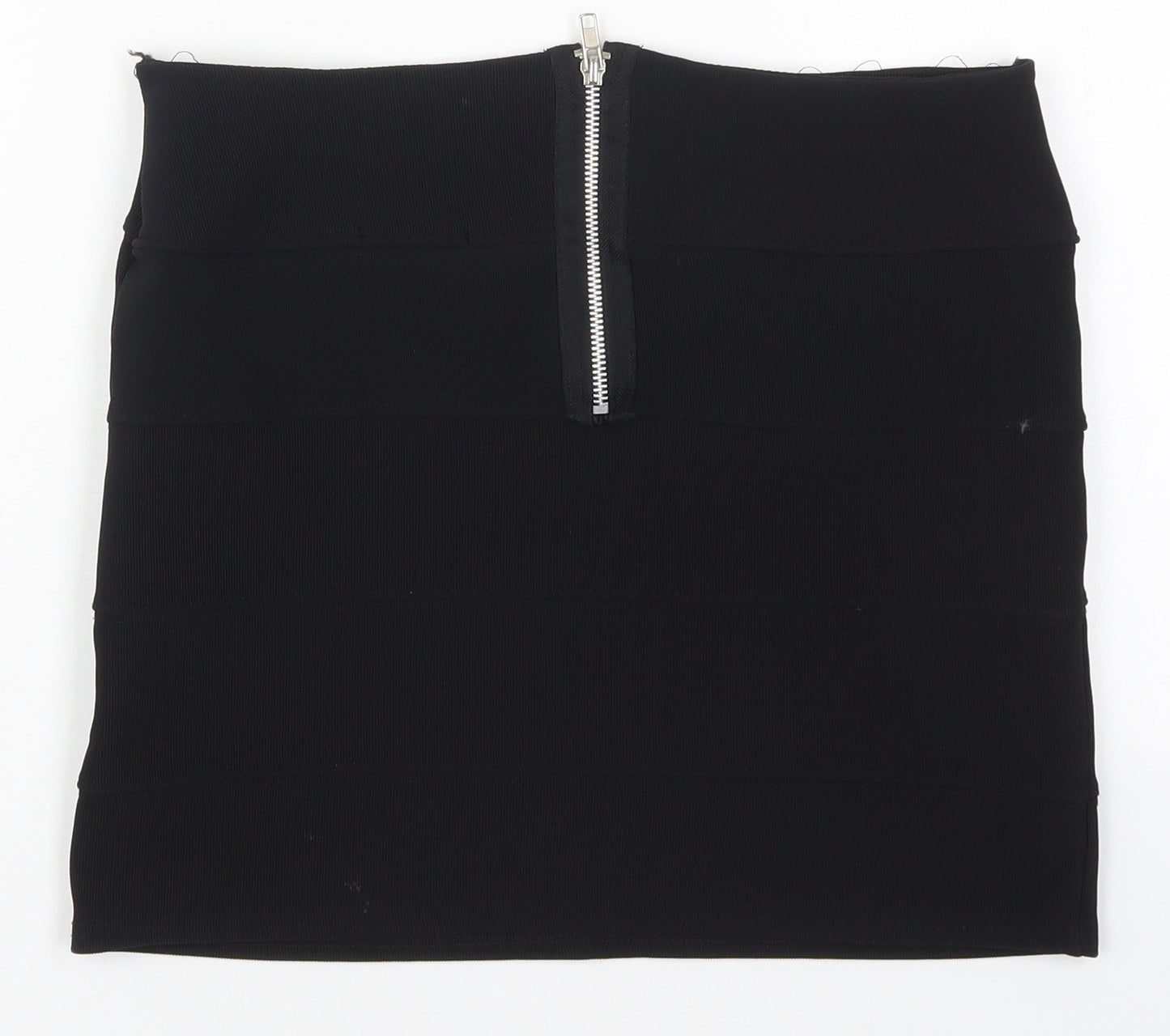 Exhibit Womens Black  Polyester Mini Skirt Size 12  Regular Zip