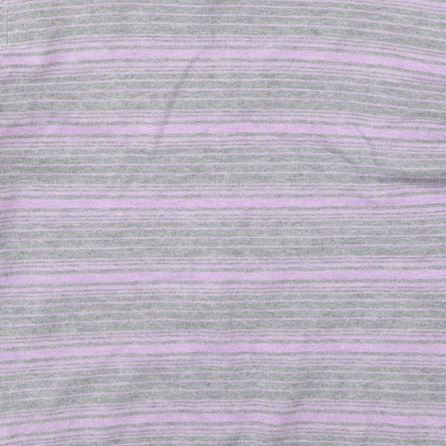 John Lewis Womens Purple V-Neck Striped Viscose Pullover Jumper Size 14