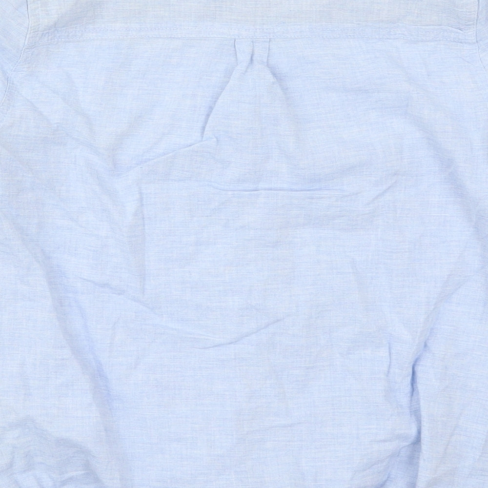 RESERVED Womens Blue  Cotton Basic Button-Up Size 6 Henley