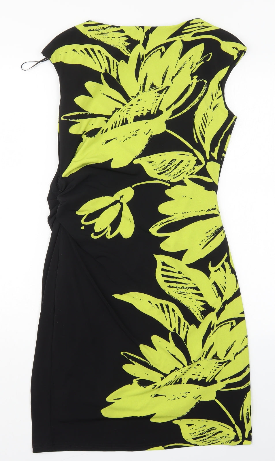 Roman Womens Black Floral Polyester Pencil Dress  Size 10  Round Neck Pullover - Green Flowers