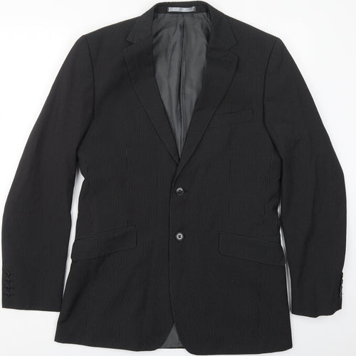 Burton Mens Black Striped Polyester Jacket Suit Jacket Size 40
