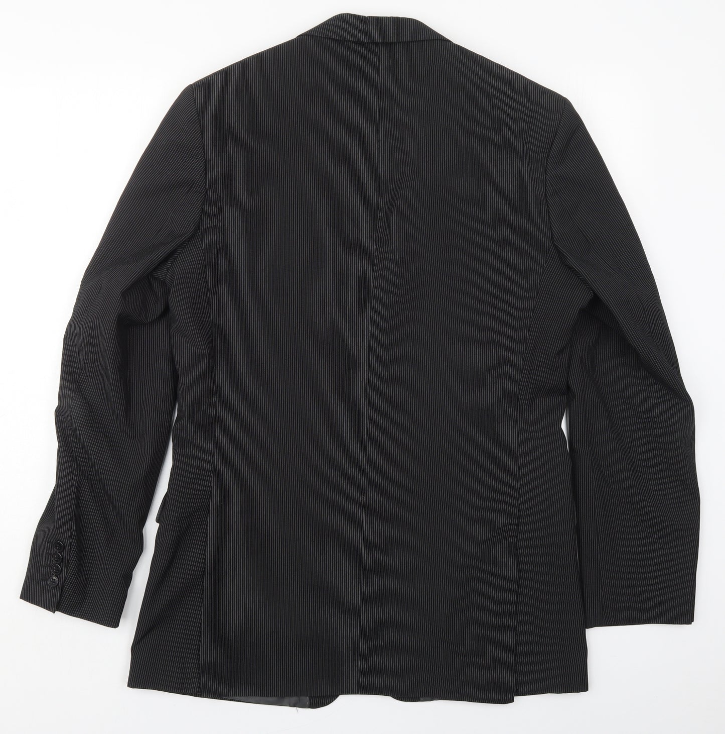 Burton Mens Black Striped Polyester Jacket Suit Jacket Size 40