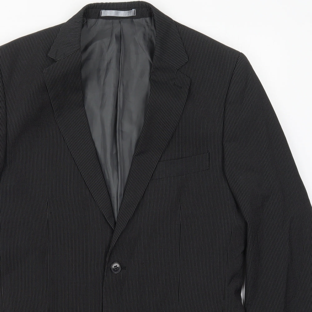 Burton Mens Black Striped Polyester Jacket Suit Jacket Size 40
