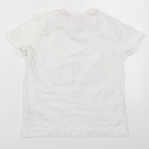 Ridge & Co Girls White  Cotton Basic T-Shirt Size 9-10 Years Crew Neck Pullover - Sweet Dreams
