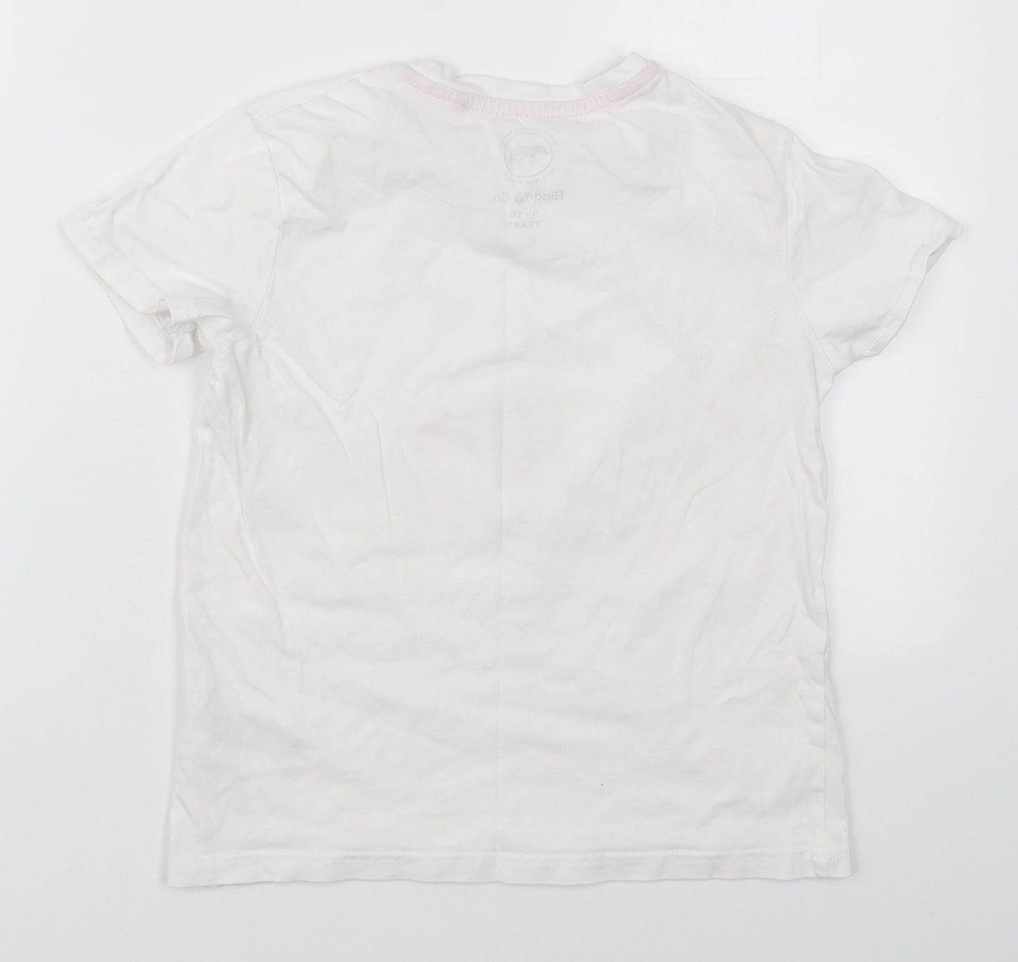 Ridge & Co Girls White  Cotton Basic T-Shirt Size 9-10 Years Crew Neck Pullover - Sweet Dreams