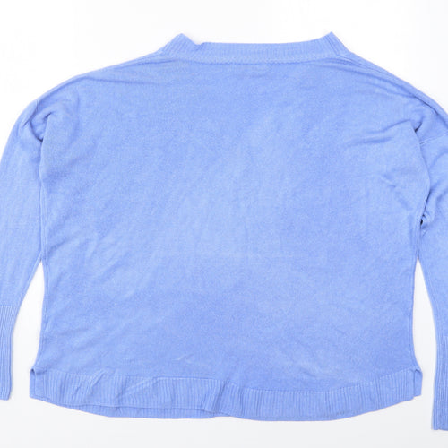 F&F Womens Blue V-Neck  Acrylic Pullover Jumper Size 16