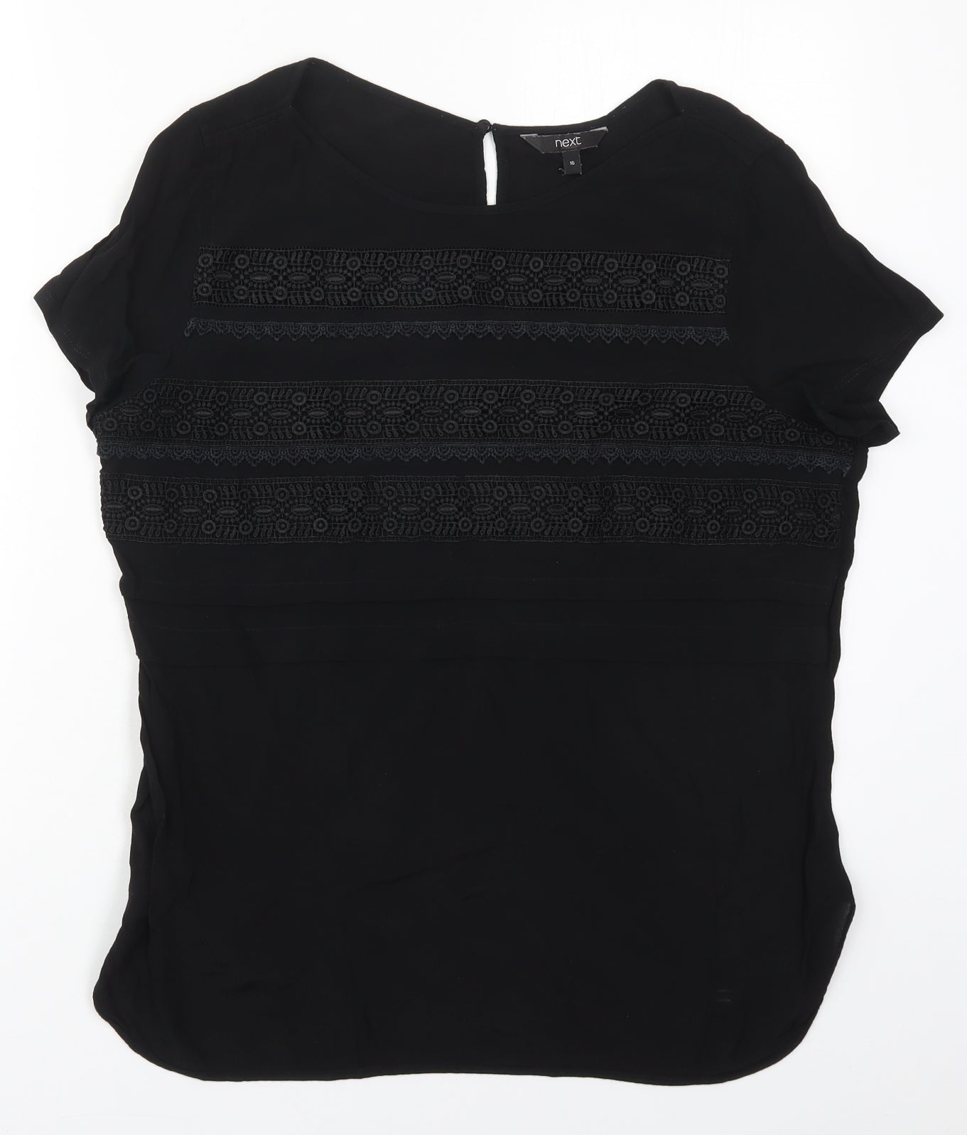NEXT Womens Black  Viscose Basic Blouse Size 16 Round Neck