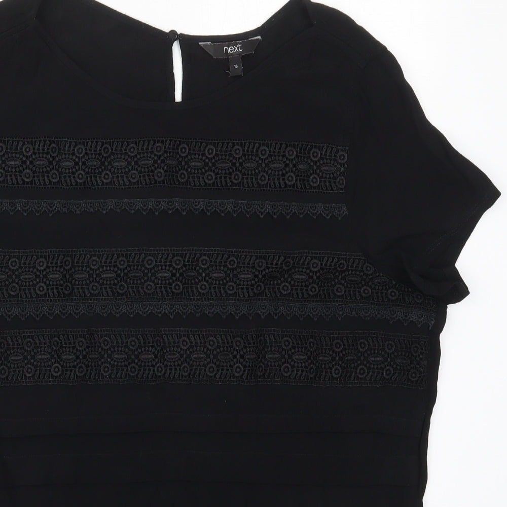 NEXT Womens Black  Viscose Basic Blouse Size 16 Round Neck