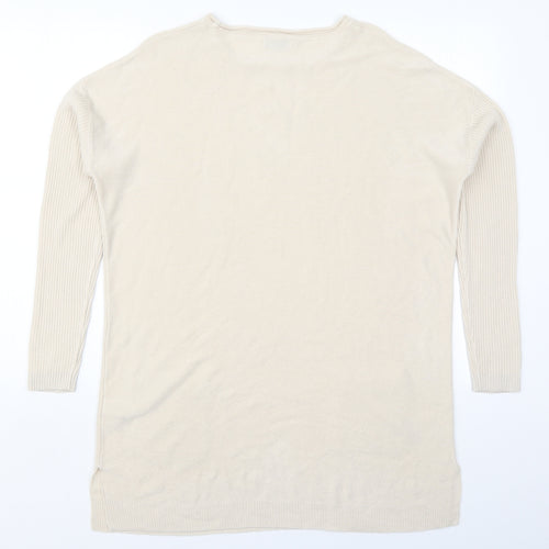 Papaya Womens Beige Round Neck  Acrylic Pullover Jumper Size 10