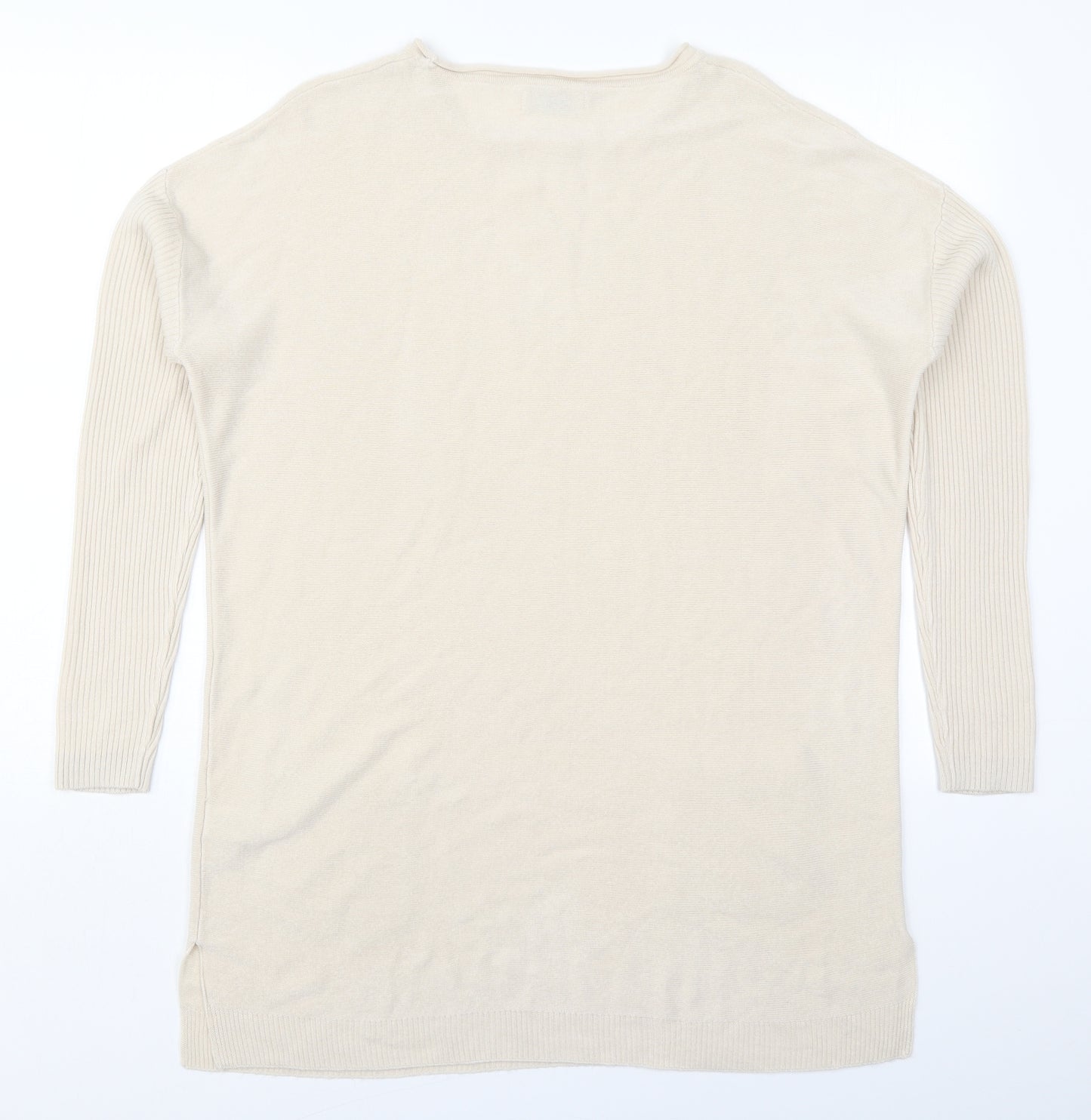 Papaya Womens Beige Round Neck  Acrylic Pullover Jumper Size 10