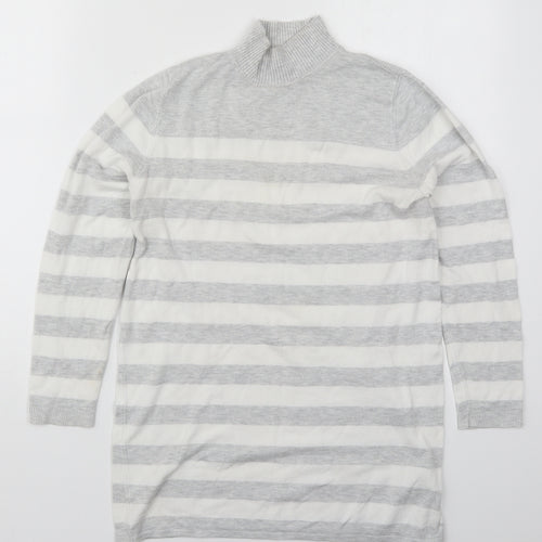 Atmosphere Womens Grey Mock Neck Striped Viscose Pullover Jumper Size 10