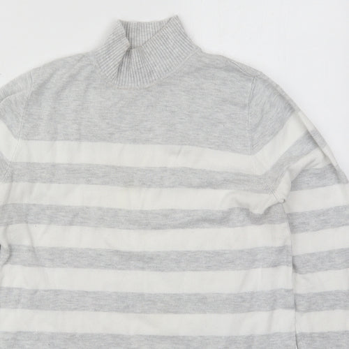 Atmosphere Womens Grey Mock Neck Striped Viscose Pullover Jumper Size 10