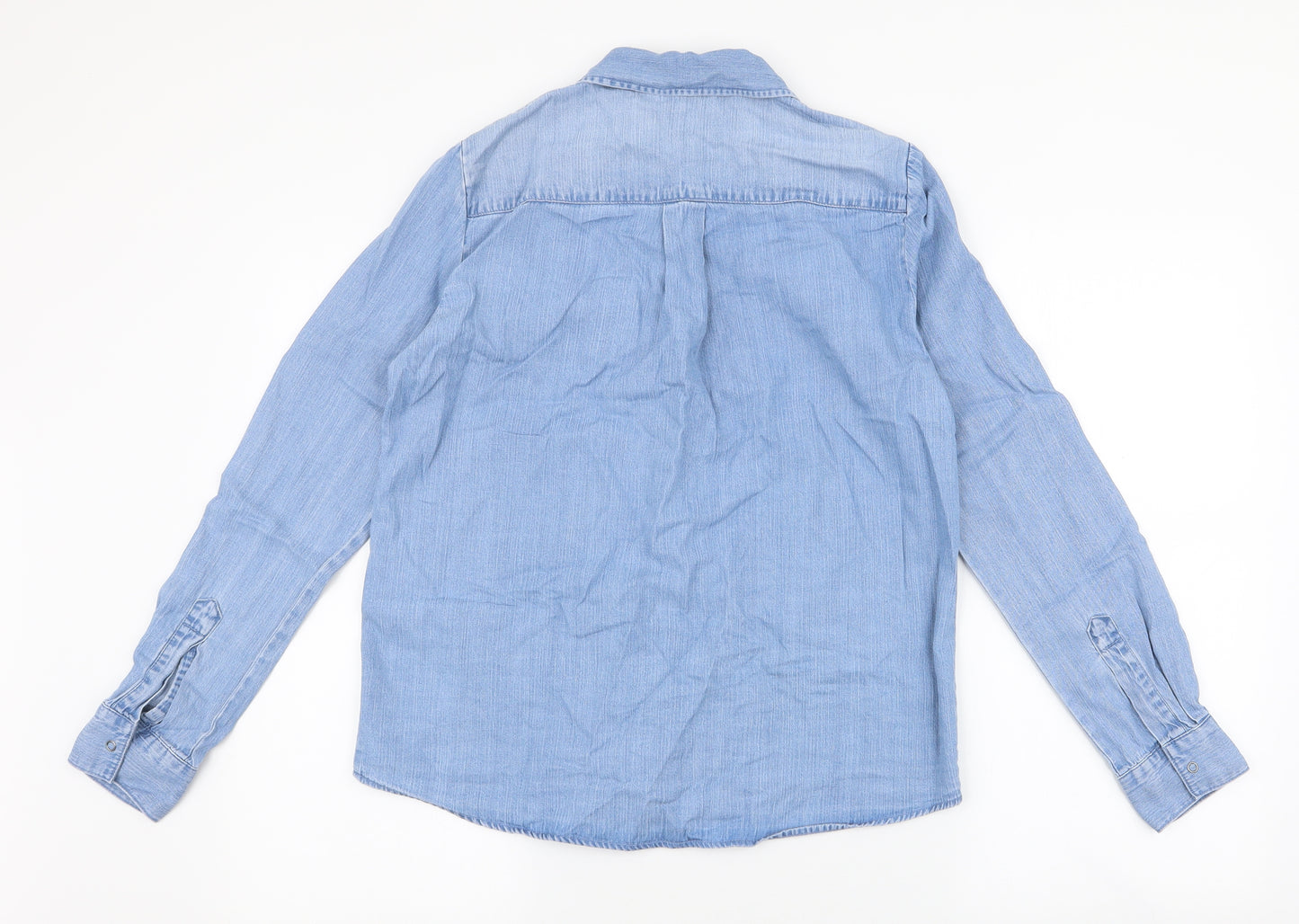 Vera Moda Womens Blue  Lyocell Basic Button-Up Size S Collared