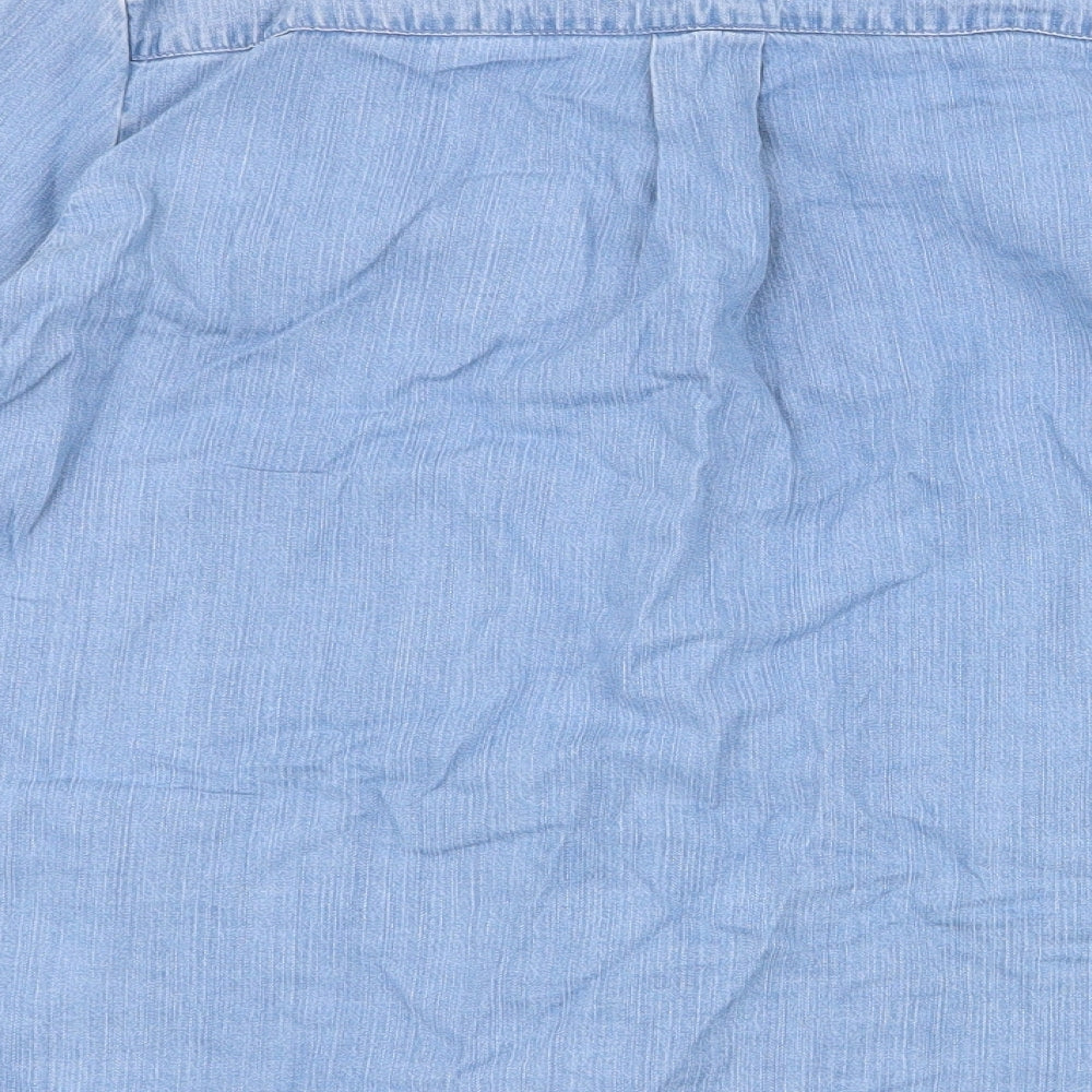 Vera Moda Womens Blue  Lyocell Basic Button-Up Size S Collared