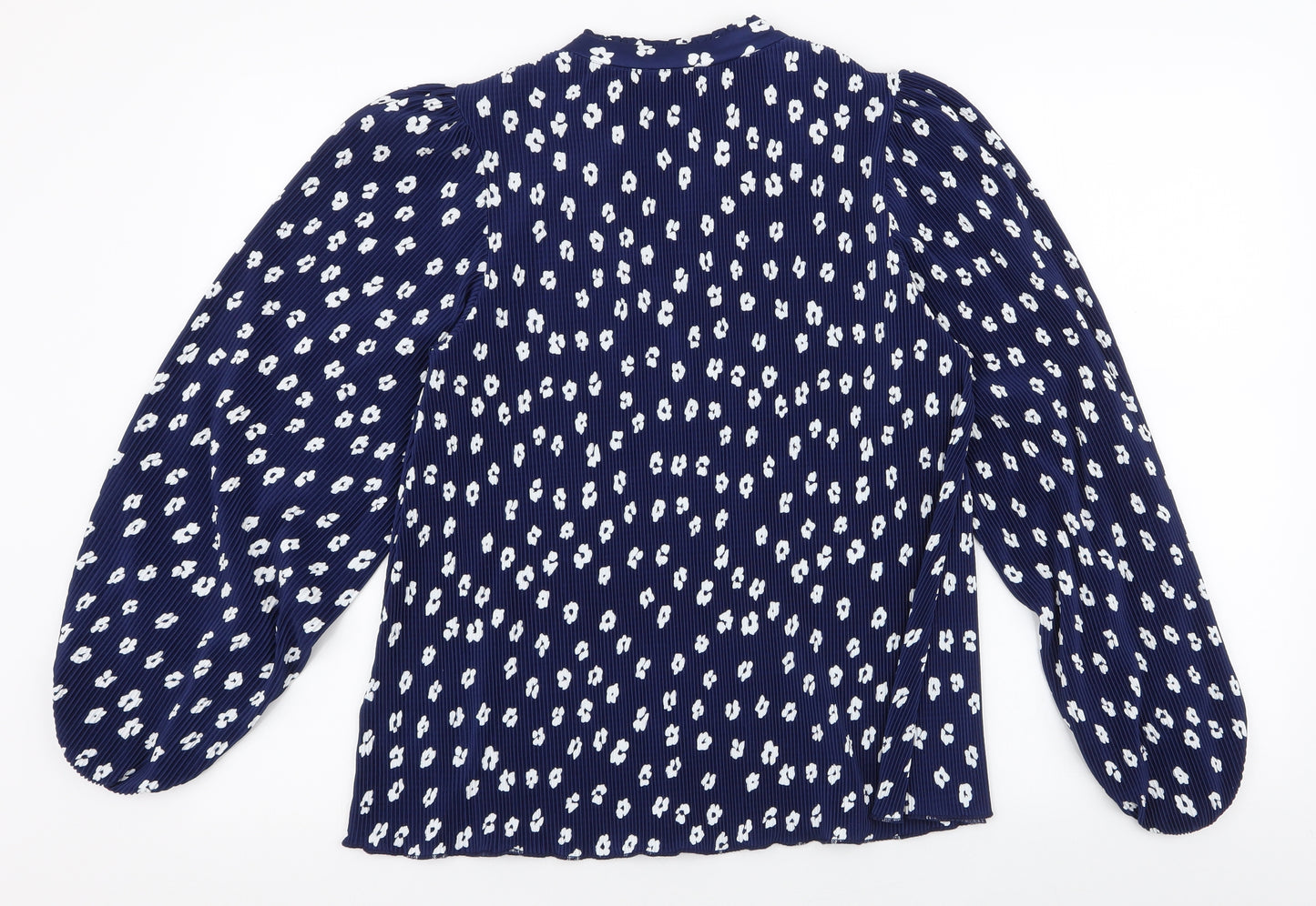 NEXT Womens Blue Floral Polyester Basic Blouse Size 8 V-Neck