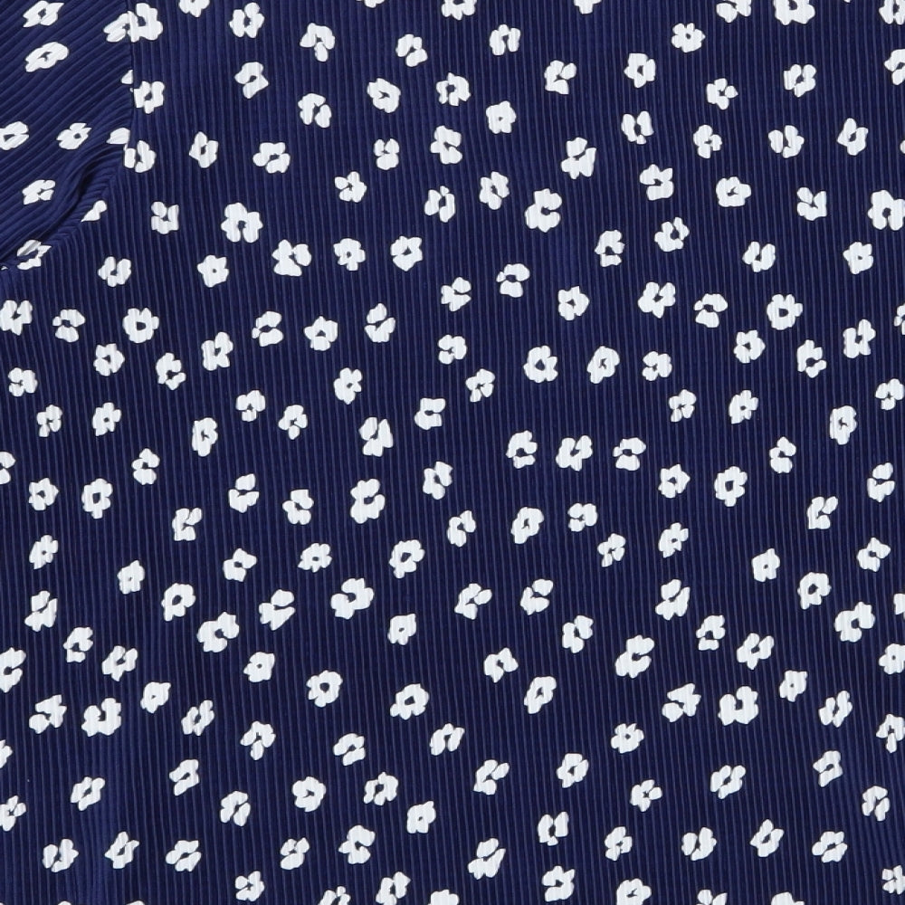 NEXT Womens Blue Floral Polyester Basic Blouse Size 8 V-Neck